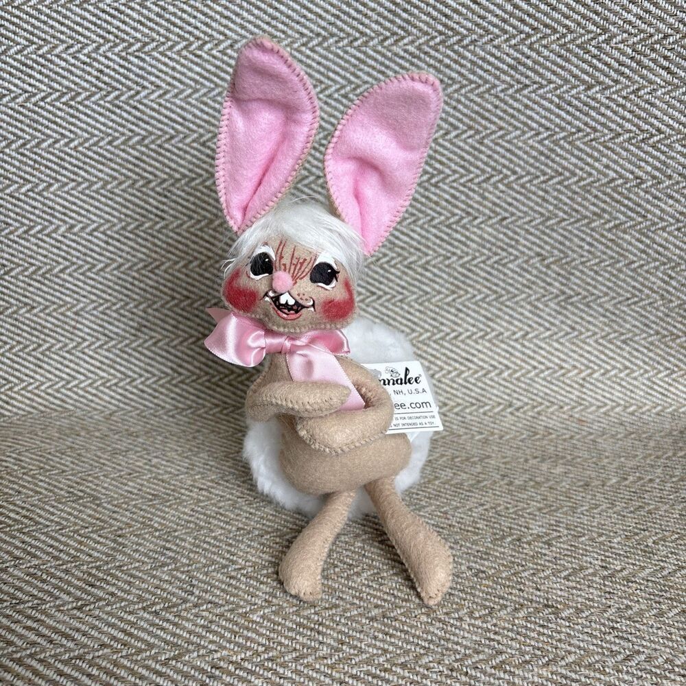 Annalee Easter Bunny Rabbit Pink 7” Large Fluffy Cotton Puffy Tail 2012